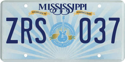 MS license plate ZRS037