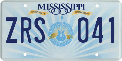MS license plate ZRS041