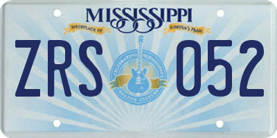 MS license plate ZRS052