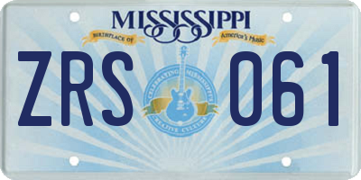 MS license plate ZRS061