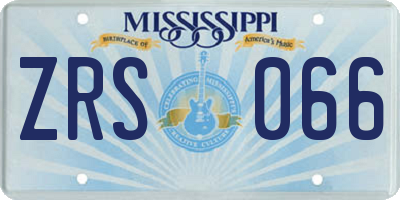 MS license plate ZRS066