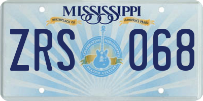 MS license plate ZRS068
