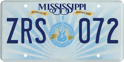 MS license plate ZRS072