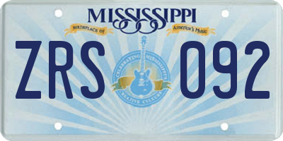MS license plate ZRS092