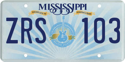 MS license plate ZRS103
