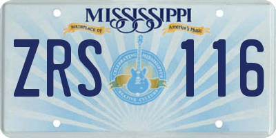 MS license plate ZRS116