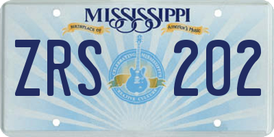 MS license plate ZRS202