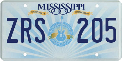 MS license plate ZRS205