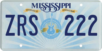 MS license plate ZRS222