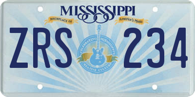 MS license plate ZRS234