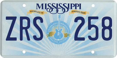 MS license plate ZRS258
