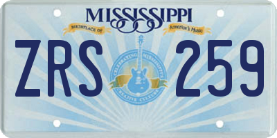 MS license plate ZRS259