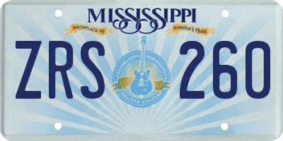 MS license plate ZRS260