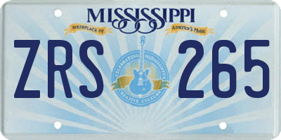 MS license plate ZRS265