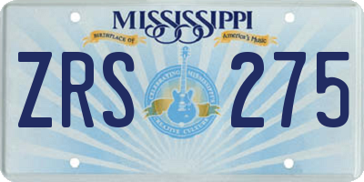 MS license plate ZRS275