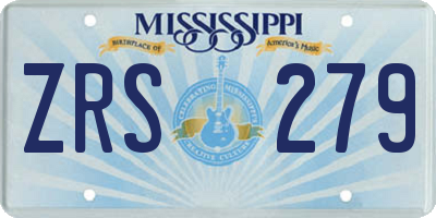 MS license plate ZRS279