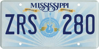 MS license plate ZRS280