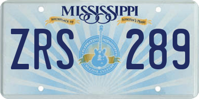 MS license plate ZRS289