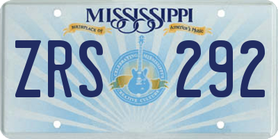 MS license plate ZRS292