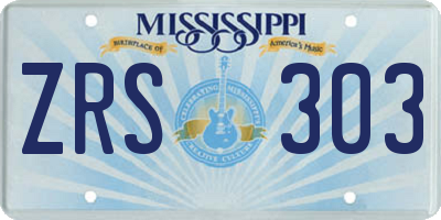 MS license plate ZRS303