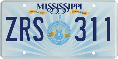 MS license plate ZRS311