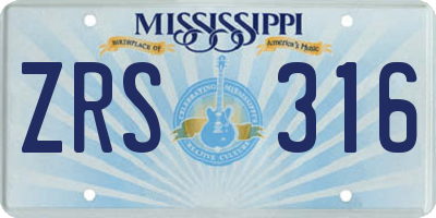 MS license plate ZRS316