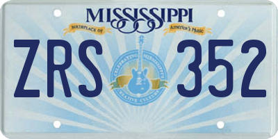 MS license plate ZRS352