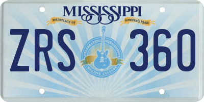 MS license plate ZRS360