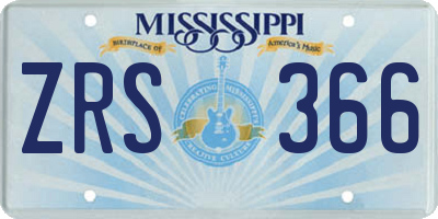 MS license plate ZRS366