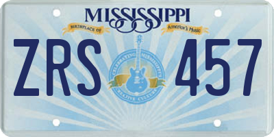 MS license plate ZRS457