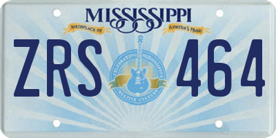 MS license plate ZRS464