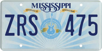 MS license plate ZRS475