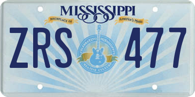 MS license plate ZRS477