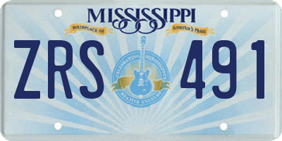 MS license plate ZRS491
