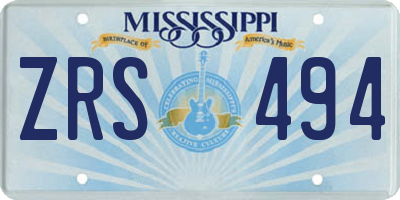 MS license plate ZRS494
