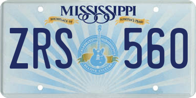 MS license plate ZRS560