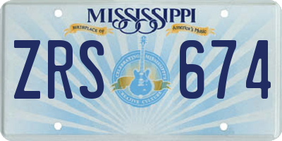 MS license plate ZRS674