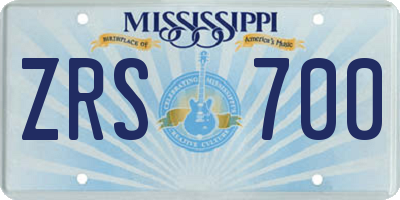 MS license plate ZRS700
