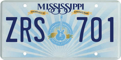 MS license plate ZRS701
