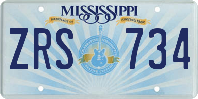MS license plate ZRS734