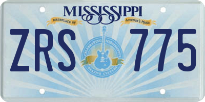 MS license plate ZRS775