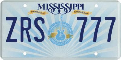 MS license plate ZRS777