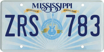 MS license plate ZRS783