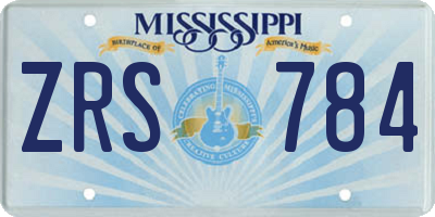 MS license plate ZRS784