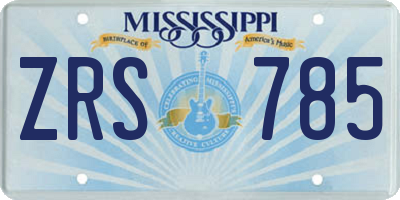 MS license plate ZRS785