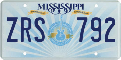 MS license plate ZRS792
