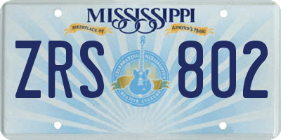 MS license plate ZRS802