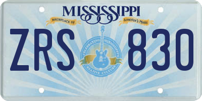 MS license plate ZRS830
