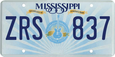 MS license plate ZRS837