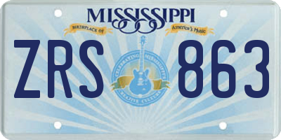 MS license plate ZRS863